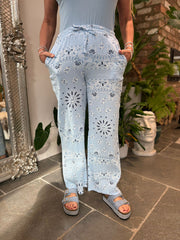 Denim Paisley Bubble Cotton Trousers Alina
