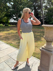 Lemon Ruched Drawstring Wide Leg Trousers