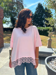Pink Lace Hem Tee Beryl