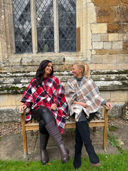 Mocha Check Tie Shawl Roxie