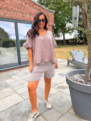 Mocha Bubble Cotton Top Kimberly