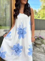 Light Blue Floral Print Dress Yvonne