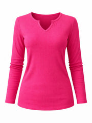 Lipstick Pink Ribbed Long Sleeve Top Emma