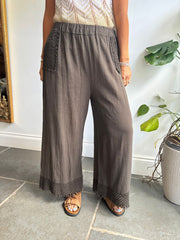 Chocolate Multi Hole Detail Trousers Terri