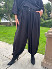 Black Hareem Button Trousers Misty