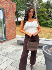 White Ruffle Trim Vest Martina
