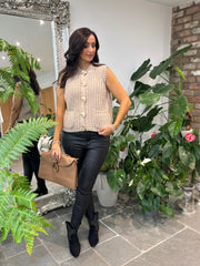 Mocha Chunky Knit Waistcoat Clara
