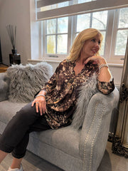 Chocolate Flower Blouse Gloria