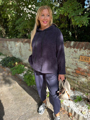 Navy Chenille Silver Fleck Hoodie Lisa