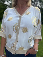 White Gold Trim Medallion Jacket Beatrice