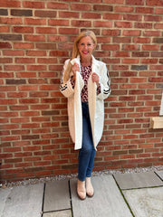 Winter White Boucle Stripe Detail Coat Mia