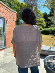 Mocha Linen Button Top Taylor