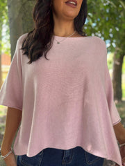 Pink Reverse Seam Round Neck Diana