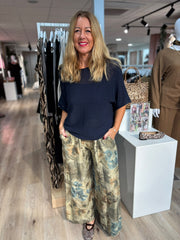 Sage Shimmer Floral Trousers Adele