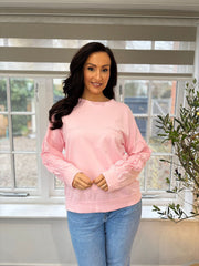 Pink Ruffle Sleeve Sweatshirt Ava