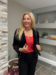 Black Cropped Velour Jacket