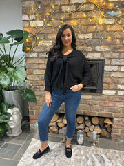 Black Knitted Tie Front Jumper Libby