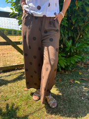 Chocolate Polka Dot Trousers Michaela