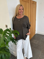 Chocolate Multi Hole Detail Top Terri