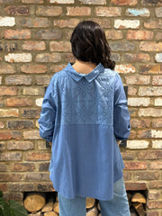 Denim Broderie Anglaise Top Judith