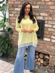 Lemon Lace Hem Longline Knit Kirsty