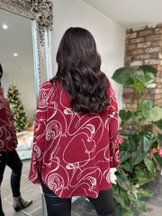 Wine Swirl Button Knit Brenda