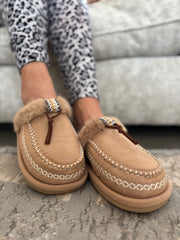 Stone Faux Fur Lined Mule Slippers