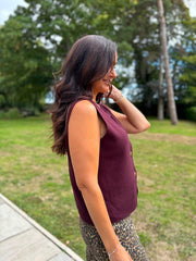 Wine Buttoned Knit Waistcoat Kerry