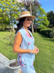 Blue Flower Print Top Claudette