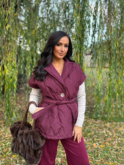 Wine Cream Quilted Gilet Hollie