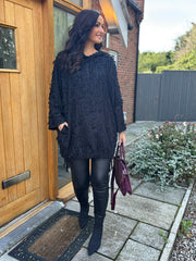 Black Distressed Hooded Sweatshirt Maya