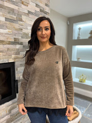 Mocha Lace Trim Sweatshirt Chelsea