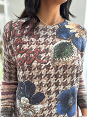 Chocolate Dogtooth Floral Top Eliza