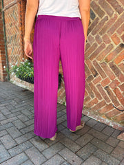 Magenta Pleated Wide Leg Trousers