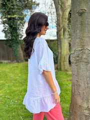 White Ruffle Hem Top Katrina