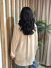 Stone Crepe Crossover Blouse Tiffany