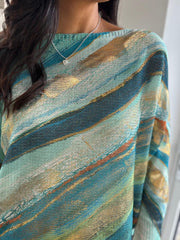 Aqua Brushed Stripe Knit Top Dawn