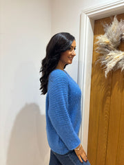 Blue V Neck Knit Hallie
