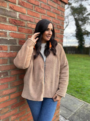 Camel Hooded Zip Fleece Alex