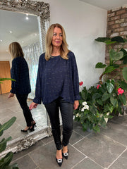 Navy Crossover Diamante Top Ruth