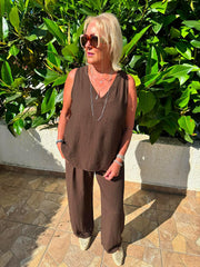 Chocolate Textured Vest Top Kaylee
