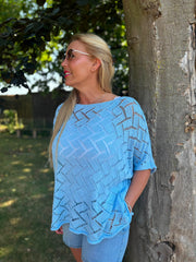 Blue Abstract Pattern Knit Tori