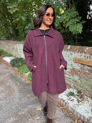 Wine Stud Detail Coat Meredith
