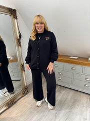 Black Drawstring Short Knitted Trousers Georgina