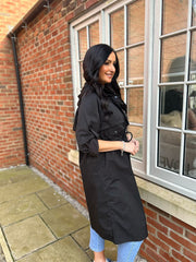 Black Drawstring Pocket Jacket