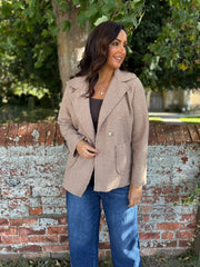 Camel Boucle Buttoned Coat Isla