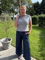 Grey Collared Short Sleeve Knit Annie