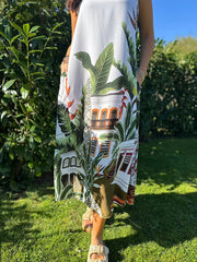 Green Mediterranean Palm Dress Indie