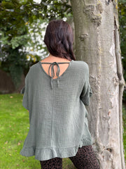 Khaki Bubble Cotton Top Kimberly