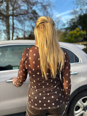 Chocolate Heart Mesh Top Zara